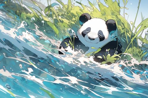 1000 Teile Erwachsenen-Puzzle, Panda im Wasser, kreatives Paarungspuzzle-Papier für Erwachsene, Lernspiele, Familienpuzzles, einzigartige Geschenke für Wandkunst von Dsawqezh