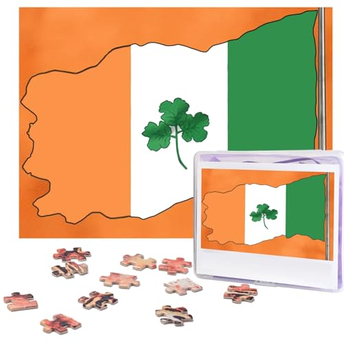 1000 Teile Puzzle für Erwachsene, Irland-Flagge, Kleeblatt, individuelle Puzzles aus Fotos, Urlaub, einzigartige Geschenke für Wandkunst, Herausforderungspuzzle, Lernspiele, Familienpuzzles von Dsawqezh