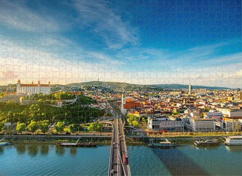 1000 Teile Puzzle für Erwachsene, Lernspiele, Familienpuzzle, Bratislava, Stadtbild, Blick auf die Altstadt, DIY-Puzzle, kreativer Spaß, klassisches Puzzle für Erwachsene und Kinder von Dsawqezh