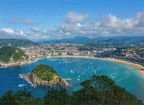 1000 Teile Puzzle für Erwachsene, Lernspiele, Familienpuzzles, San Sebastian, Spanien, Spanien, Strand, Stadt, keine Menschen, DIY-Puzzle, kreativer Spaß, klassisches Puzzle für Erwachsene und Kinder von Dsawqezh