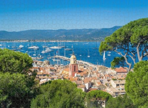 1000 Teile Puzzle für Erwachsene, Puzzles mit Blick auf die Altstadt und Yachthafen, Blick von der Festung des Hügels, Puzzles für Jugendliche und Kinder, um ihr Gehirn zu trainieren, Holzpuzzle von Dsawqezh