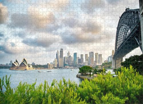 1000 Teile Puzzle für Erwachsene, Sydney Cityscape-Puzzles für Jugendliche und Kinder, um ihr Gehirn zu trainieren, Holzpuzzle von Dsawqezh