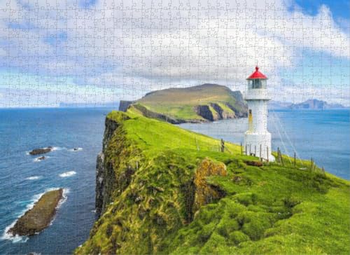 1000 Teile Puzzle für Erwachsene, ikonisches rotes und weißes Leuchtturm-Insel-Puzzle für Jugendliche und Kinder, um ihr Gehirn zu trainieren, Holzpuzzle von Dsawqezh