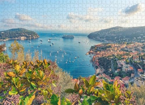 1000 Teile Puzzle für Erwachsene Puzzle Lernspiele Familienpuzzles Villefranche Sur Mer Dorf Frankreich DIY Puzzle, kreativer Spaß, klassisches Puzzle für Erwachsene und Kinder von Dsawqezh