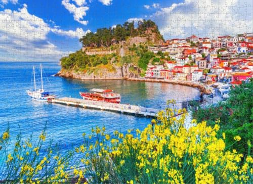 1000 Teile Puzzle für Erwachsene Puzzle Lernspiele Parga Griechenland Malerische Küstenstadt Epirus Region Türkiswasser Ein DIY Puzzle, Kreativer Spaß, Klassisches Puzzle für Erwachsene und Kinder von Dsawqezh