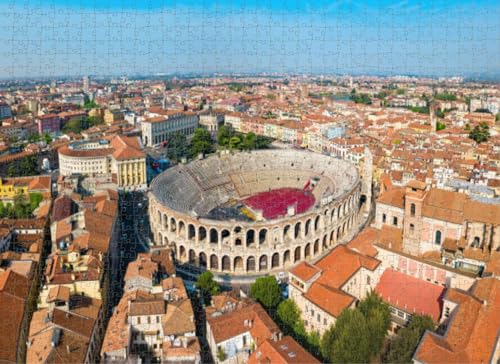 1000 Teile Puzzle für Erwachsene Puzzle Verona Arena Aerial Panorama View Puzzles für Jugendliche und Kinder, um ihr Gehirn zu trainieren, Holzpuzzle von Dsawqezh