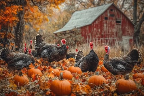 1000 Teile Türkei Bauernhof Kürbis - Erwachsenen-Puzzle für Thanksgiving, Geschenke, Heimdekoration, Lernspiele, Familienpuzzles, einzigartige Geschenke für Wandkunst von Dsawqezh