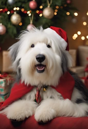 1000 Teile herausforderndes Puzzle für Erwachsene, Old English Sheepdog, Weihnachten, Holz-Puzzle, DIY, Familienunterhaltung, interaktives Spaß-Puzzle, Geschenke, Kunst, Heimdekoration von Dsawqezh