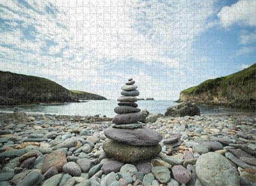 1000-teiliges Puzzle für Erwachsene, Puzzles mit Steinen am Strand, Puzzles für Jugendliche und Kinder, um ihr Gehirn zu trainieren, Holzpuzzle von Dsawqezh