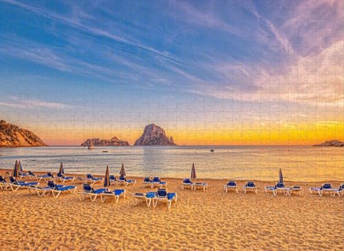 1000-teiliges Puzzle für Erwachsene, schönes Puzzle mit Sonnenuntergang, Strand auf Ibiza, Puzzles für Jugendliche und Kinder, um ihr Gehirn zu trainieren, Holzpuzzle von Dsawqezh