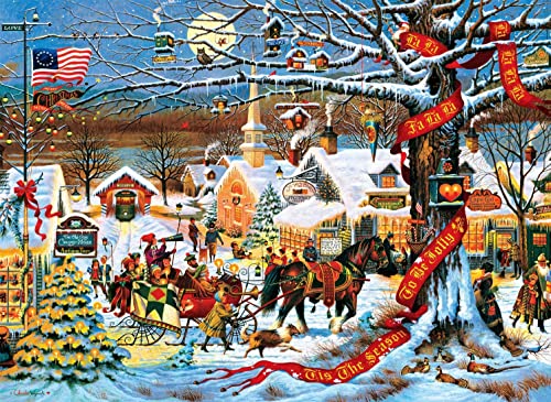 500 Teile Puzzle Charles Wysocki - Kleine Stadt Weihnachten - Weihnachtspuzzle für Weihnachten Thanksgiving Urlaub Puzzle für Erwachsene für pädagogisches Geschenk Heimdekoration von Dsawqezh