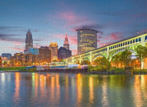 500 Teile Puzzle für Erwachsene, Lernspiele, Familienpuzzle, Cleveland Ohio Skyline, DIY-Puzzle, kreativer Spaß, klassisches Puzzle für Erwachsene und Kinder von Dsawqezh