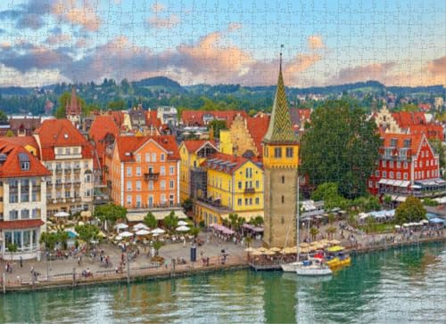 500 Teile Puzzle für Erwachsene, Lindau, Deutschland, Antikstadt, Bayern am Bodensee, Puzzles für Jugendliche und Kinder, um ihr Gehirn zu trainieren, Holzpuzzle von Dsawqezh