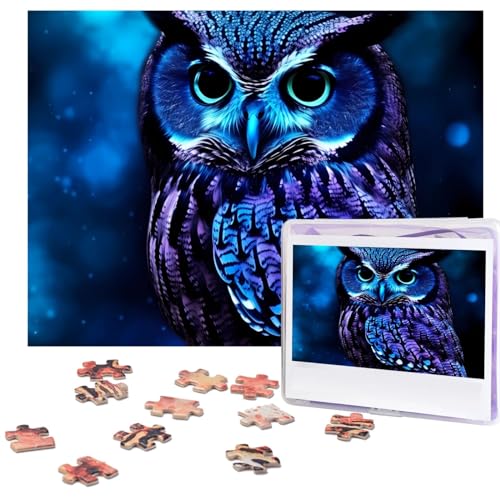 500 Teile Puzzle für Erwachsene, blaue Eule, Bildpuzzle, individuelle Puzzles aus Fotos, Urlaub, einzigartige Geschenke für Wandkunst, Herausforderungspuzzle, Lernspiele, Familienpuzzles, von Dsawqezh