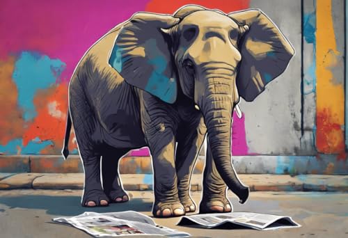 500 Teile Puzzle für Erwachsene, herausforderndes Puzzle – Elefant zum Lesen von Zeitungen – Puzzles für Jugendliche und Kinder, um ihr Gehirn zu trainieren, Holzpuzzle von Dsawqezh