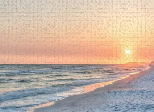 500 Teile Puzzle für Erwachsene Puzzle Lernspiele Dreamy Pink Peach Orange Sunset Santa Rosa Beach Florida Pensacola DIY Puzzle, Kreativer Spaß, Klassisches Puzzle für Erwachsene und Kinder von Dsawqezh