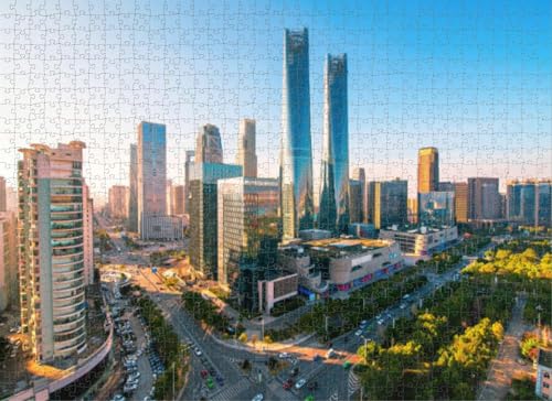 500 Teile Puzzle für Erwachsene Puzzle Lernspiele Grönland Central Plaza befindet sich Nanchang Stadt Jiangxi Provinz China DIY Puzzle, Kreativer Spaß, klassisches Puzzle für Erwachsene und Kinder von Dsawqezh