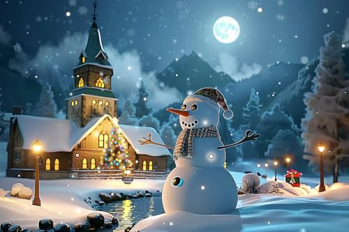 500 Teile herausforderndes Puzzle Schneemann Puzzle in Vollmondnacht - Schönes Weihnachtskunstwerk - Geeignet für Puzzle-Enthusiasten zum Entspannen und Präsentieren von Dsawqezh