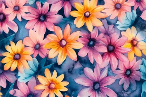 500-teiliges Puzzle, geeignet für Erwachsene, bunte Gänseblümchen – blühende Blumen, alle Teile passen Cartoon-Puzzle und Heimdekoration, herausfordernde Puzzle-Erfahrung von Dsawqezh