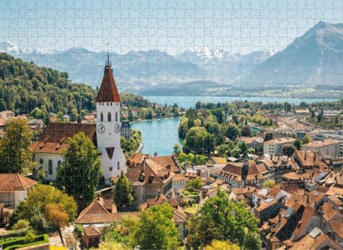 500-teiliges Puzzle für Erwachsene, Lernspiele, Familienpuzzle, Alpen Berg und See, Schweiz, DIY-Puzzle, kreativer Spaß, klassisches Puzzle für Erwachsene und Kinder von Dsawqezh