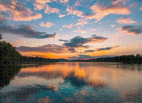 500-teiliges Puzzle für Erwachsene, Lernspiele, Familienpuzzle, Wisconsin River Sunset, DIY-Puzzle, kreativer Spaß, klassisches Puzzle für Erwachsene und Kinder von Dsawqezh