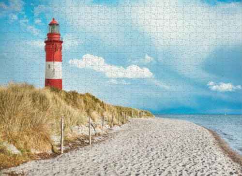 500-teiliges Puzzle für Erwachsene, Leuchtturm, Strand, Insel, Sand und Wasser und Wolken, Puzzles für Jugendliche und Kinder, um ihr Gehirn zu trainieren, Holzpuzzle von Dsawqezh