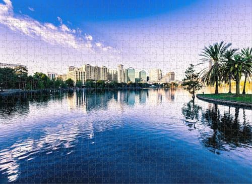 500-teiliges Puzzle für Erwachsene, Orlando Skyline Puzzles für Jugendliche und Kinder, um ihr Gehirn zu trainieren, Holzpuzzle von Dsawqezh