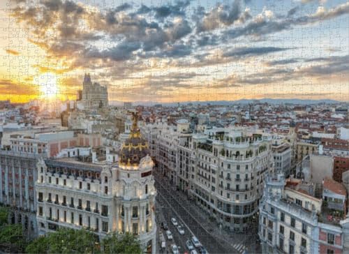 500-teiliges Puzzle für Erwachsene, Skyline Madrid, Spanien, Puzzles für Jugendliche und Kinder, um ihr Gehirn zu trainieren, Holzpuzzle von Dsawqezh