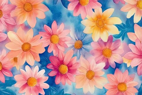 500-teiliges herausforderndes Puzzle, buntes Gänseblümchen-Puzzle, buntes Blumen-Kunstwerk für Erwachsene, Geschenk für einen Freund, der einen schönen Garten hat, wird hell und schön sein von Dsawqezh