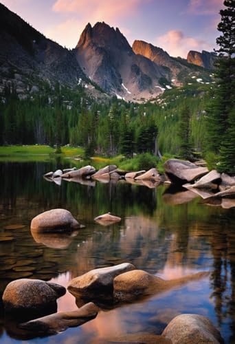 Buntes Puzzle für Erwachsene, harte Herausforderung für Erwachsene, 1000 Teile, Rocky Mountain National Park Puzzles für Jugendliche und Kinder, um ihr Gehirn zu trainieren, Holzpuzzle von Dsawqezh