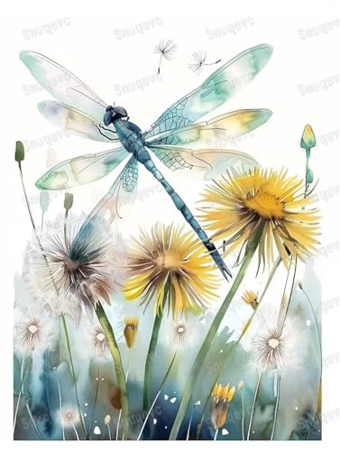 Dragonfly Dandelion Holzpuzzle für Erwachsene, 500 Teile, herausfordernde Geschenke für Puzzle-Liebhaber, herausfordernde und entspannende, herausfordernde Puzzles für Erwachsene und Familie von Dsawqezh