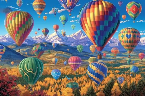 Ein einzigartiges, dickes und stabiles Puzzle, ein Heißluftballon im Wald, ein einzigartiges Geschenk für Lernspiele, Familienpuzzles, einzigartige Geschenke für Wandkunst von Dsawqezh