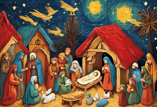 Lernpuzzle Lernpuzzle Erwachsene Kinder - Adventskalender Weihnachtskrippe - 500 Teile Puzzle Spaß und Herausfordernde Gehirnübung für Puzzle-Enthusiasten von Dsawqezh