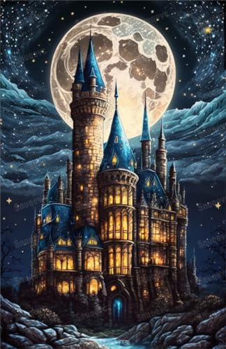 Moonlight Starry Night Castle Herausfordernde Puzzles, 1000 Teile Puzzles für Erwachsene, herausforderndes Puzzle, gewagt zu versuchen, DIY Familienunterhaltung, interaktives Spaß-Puzzle, Geschenk, von Dsawqezh