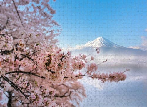 Puzzle 1000 Teile Mount Fuji At Lake Kawaguchiko Cherry Blossom Yamanashi Near Challenging Gifts For Jigsaw Puzzle Lovers, Enjoy Happy Time With Friends, Room Wall Decoration von Dsawqezh