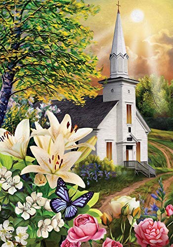 Puzzle 1000 Teile für Erwachsene Frühling Kirche Ostern Religiöse Liliesdiy Puzzle Kreativer Spaß Klassisches Puzzle für Erwachsene und Familie Moderne Kunst Puzzle von Dsawqezh