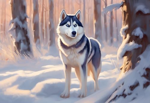 Puzzle für Erwachsene, 1000 Teile, Husky in der verschneiten Wildnis, Urlaub, einzigartige Geschenke für Wandkunst, Herausforderungspuzzle, Lernspiele, Familienpuzzles von Dsawqezh