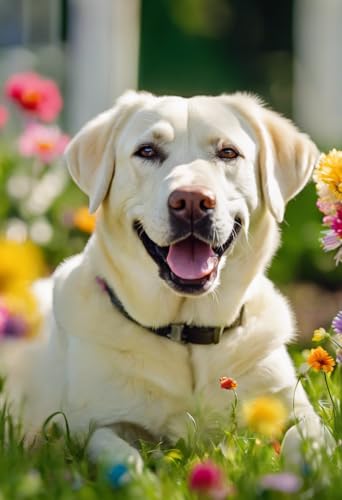 Puzzle für Erwachsene, 1000 Teile, Labrador Retriever im Garten, Puzzles für Jugendliche und Kinder, um ihr Gehirn zu trainieren, Holzpuzzle von Dsawqezh