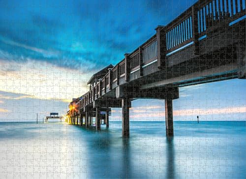 Puzzle für Erwachsene, 1000 Teile, Pier, 60 Wahrzeichen, Clearwater Beach Florida, Puzzles für Jugendliche und Kinder, um ihr Gehirn zu trainieren, Holzpuzzle von Dsawqezh