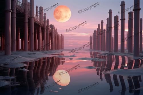 Puzzle für Erwachsene, 300 Teile, abstrakte Landschaft mit fotorealistischer Sicht auf den Mond, Holzpuzzle, unmöglich, schwierig, anspruchsvolle Puzzles für Erwachsene und Familien, Puzzle, 300 Teile von Dsawqezh