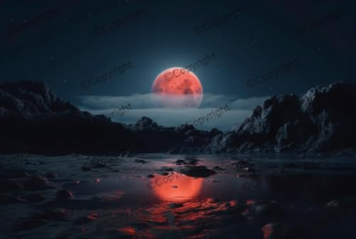 Puzzle für Erwachsene, 300 Teile, abstrakte Landschaft mit fotorealistischer Sicht auf den Mond, Holzpuzzle, unmöglich, schwierig, anspruchsvolle Puzzles für Erwachsene und Familien, Puzzle, 300 Teile von Dsawqezh