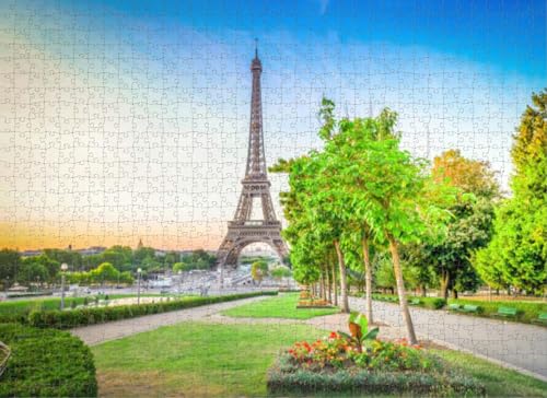 Puzzle für Erwachsene, 500 Teile, Eiffel-Tour und von Trocadero Paris, Puzzles für Jugendliche und Kinder, um ihr Gehirn zu trainieren, Holzpuzzle von Dsawqezh