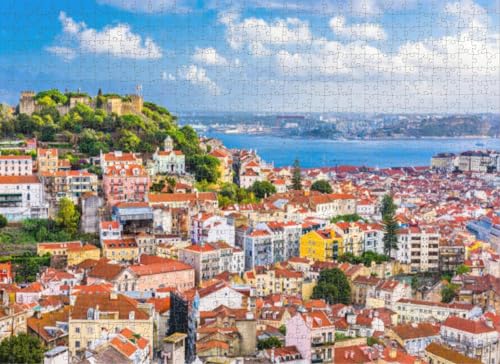 Puzzle für Erwachsene, 500-teiliges Puzzle für Erwachsene, Lissabon, Portugal, Stadt, Skyline, Puzzles für Jugendliche und Kinder, um ihr Gehirn zu trainieren, Holzpuzzle von Dsawqezh