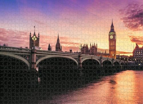 Puzzle für Erwachsene, Lernspiele, Familienpuzzle, Big Ben und Westminster Bridge, London, England, Großbritannien, DIY-Puzzle, kreativer Spaß, klassisches Puzzle für Erwachsene und Kinder, 500 Teile von Dsawqezh