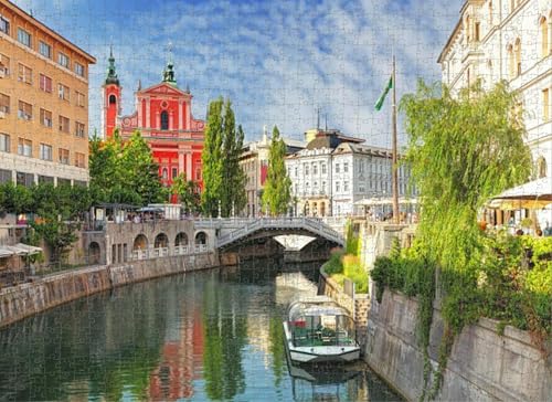 Puzzle für Erwachsene, Lernspiele, Familienpuzzle, Ljubljana, Slowenien (Kirche und Fluss, DIY-Puzzle, kreativer Spaß, klassisches Puzzle für Erwachsene und Kinder, 500 Teile von Dsawqezh