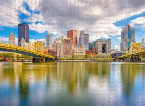 Puzzle für Erwachsene, Lernspiele, Familienpuzzle, Pittsburgh Pennsylvania Skyline, DIY-Puzzle, kreativer Spaß, klassisches Puzzle für Erwachsene und Kinder, 500 Teile von Dsawqezh