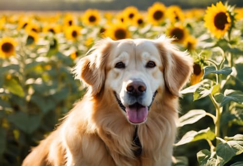 Puzzle für Erwachsene, Sommer-Sonnenblumen, Golden Retriever, Holzpuzzles für Erwachsene, 500 Teile, einzigartige Geschenke für Wandkunst, Herausforderungspuzzles, Lernspiele, Familienpuzzles von Dsawqezh