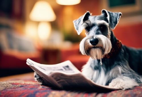 Puzzle für Erwachsene 1000 Teile Schnauzer Lesen Hund Nachrichten Puzzle für Erwachsene, jedes Stück ist einzigartig, perfektes Familien-Freizeitgeschenk & Geschenke - Puzzles Sammlerstücke von Dsawqezh