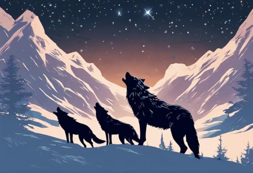 Puzzle für Erwachsene 1000 Teile Wolf Pack Under The Stars Jigsaw Puzzles für Erwachsene, jedes Stück ist einzigartig, perfektes Familien-Freizeitgeschenk & Geschenke - Puzzles Sammlerstücke von Dsawqezh