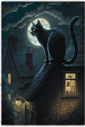 Puzzle für Erwachsene 300 Teile Schwarze Katze Holzpuzzle, Puzzles für Erwachsene, jedes Stück ist einzigartig, perfektes Familien-Freizeitgeschenk & Geschenke - Puzzles Sammlerstücke von Dsawqezh